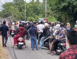 7 Tiang Listrik di Parimo Tumbang Tutupi Jalur Trans Sulawesi, Arus Lalu Lintas Terganggu