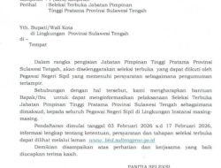 Empat Pejabat Parigi Moutong Ikuti Selter Pemprov Sulteng