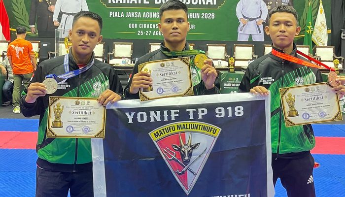 Tiga Prajurit Yonif TP 918/MM Raih Podium Kejurnas Karate Gojukai 2026